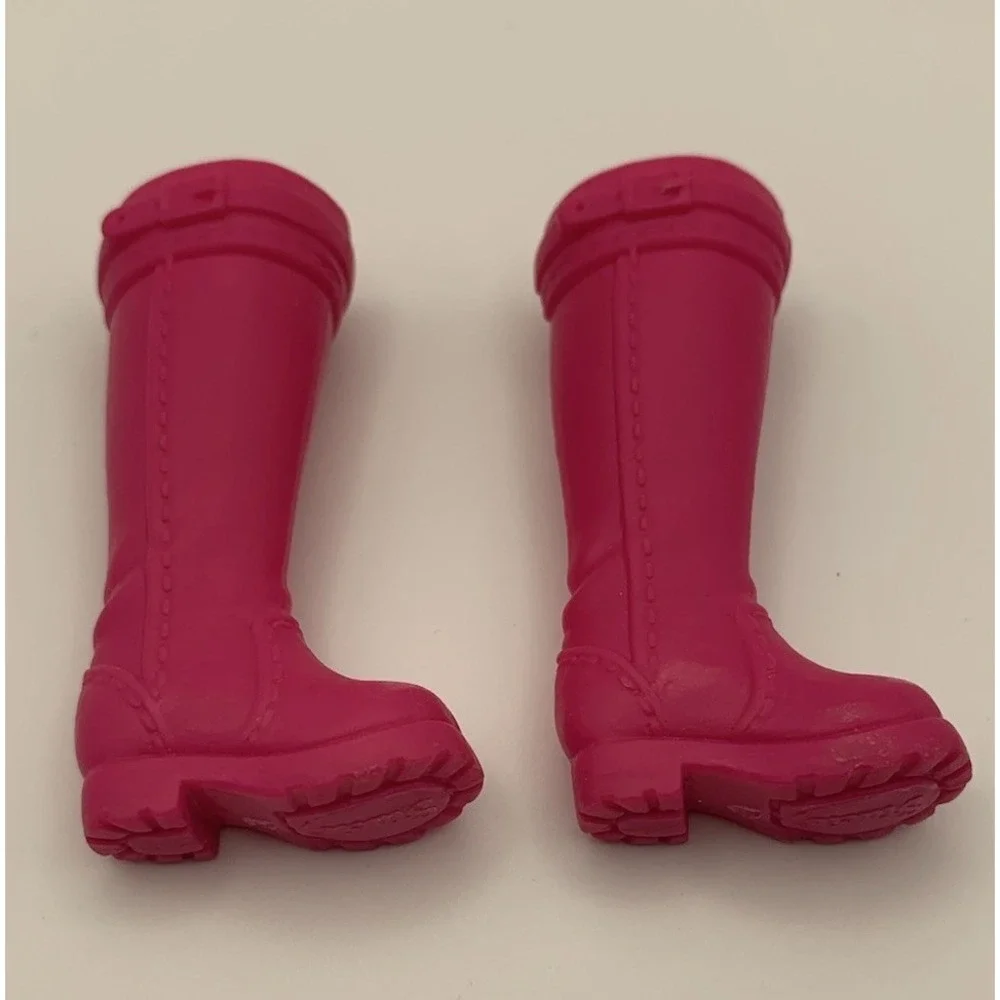 Barbie Stacie Doll Shoes Construction Combat Pink Riding Boots Flat Feet - Picture 2 of 4